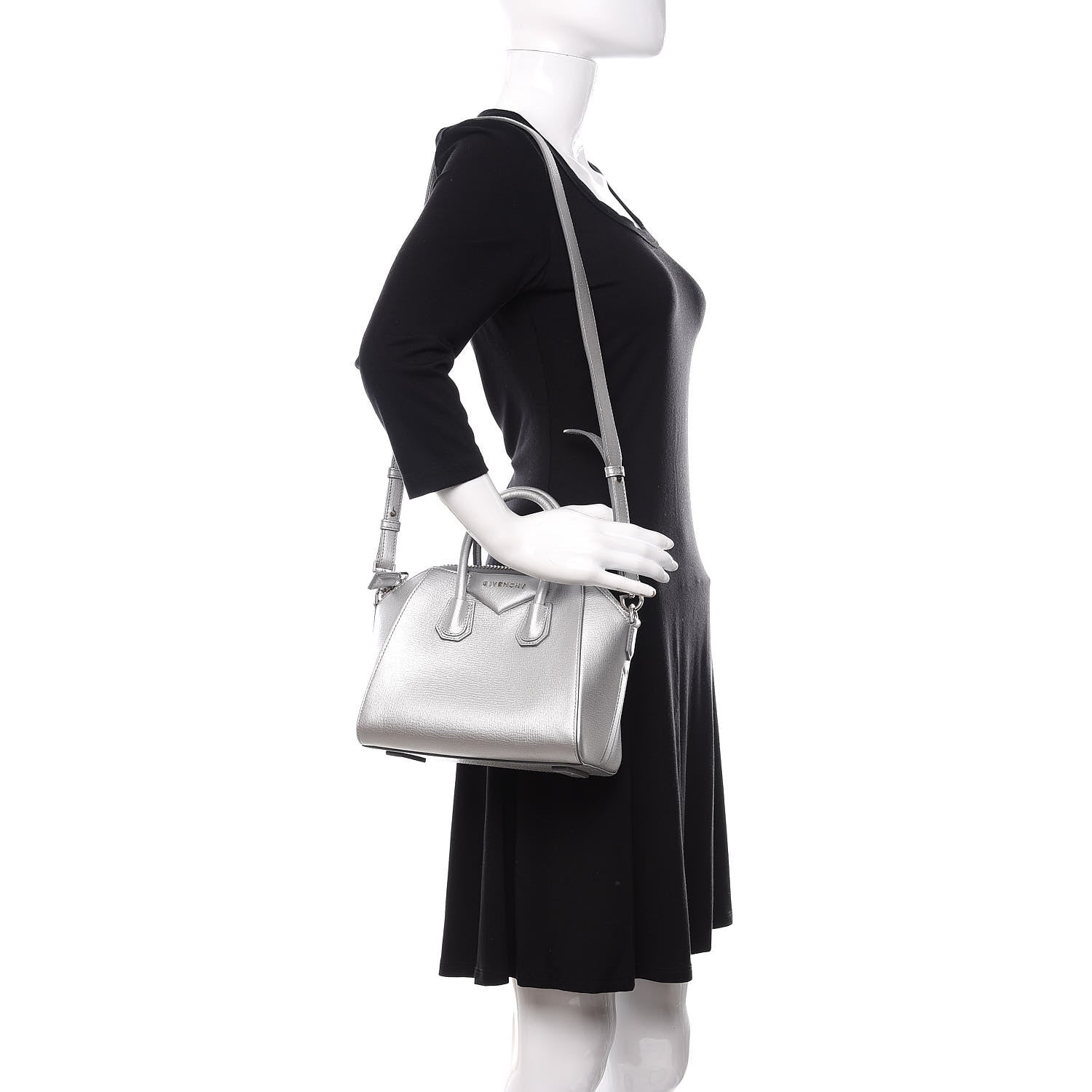 Givenchy Metallic Sugar Goatskin Mini Antigona Silver 2 of 10