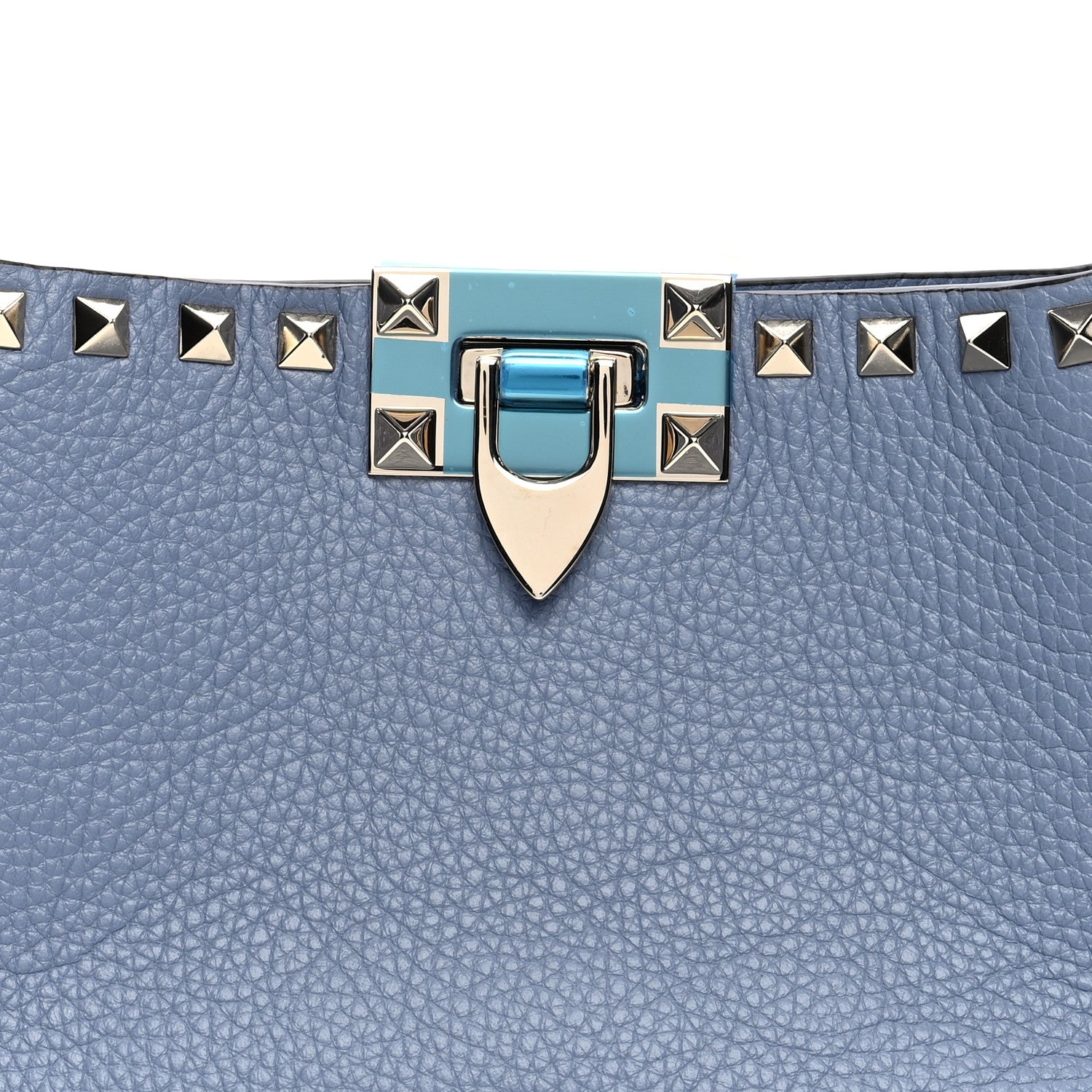 Valentino Garavani Pebbled Calfskin Small Rockstud Flip Lock Hobo Niagara 6 of 8