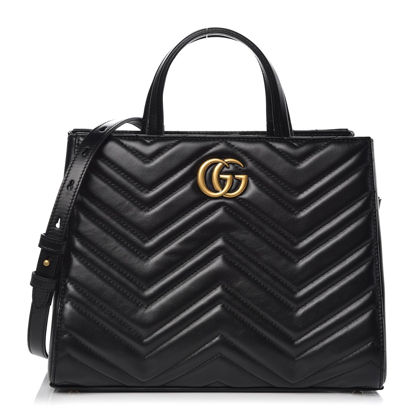 Calfskin Matelasse Small GG Marmont Tote Black