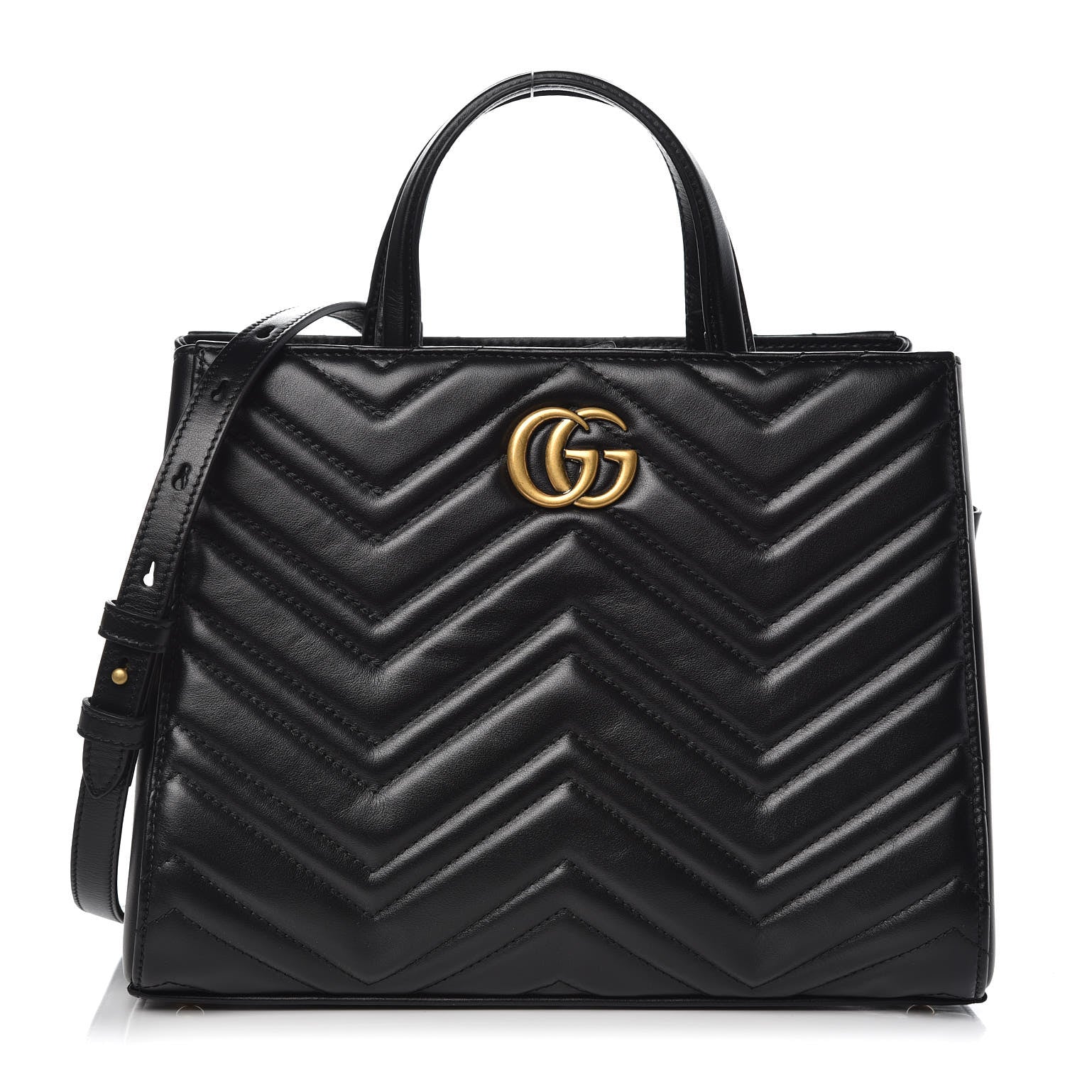 Gucci Calfskin Matelasse Small GG Marmont Tote Black 1 of 9