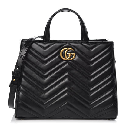 Gucci Calfskin Matelasse Small GG Marmont Tote Black 1 of 9