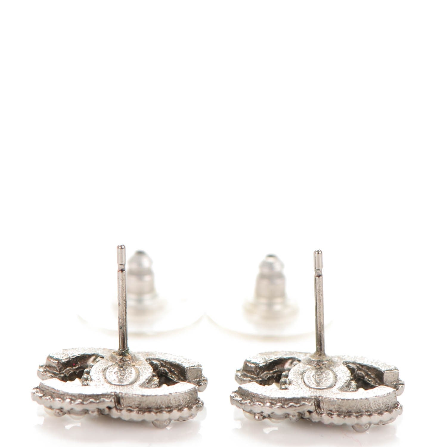 Chanel Ruthenium Crystal CC Earrings Black Pearly White 4 of 5