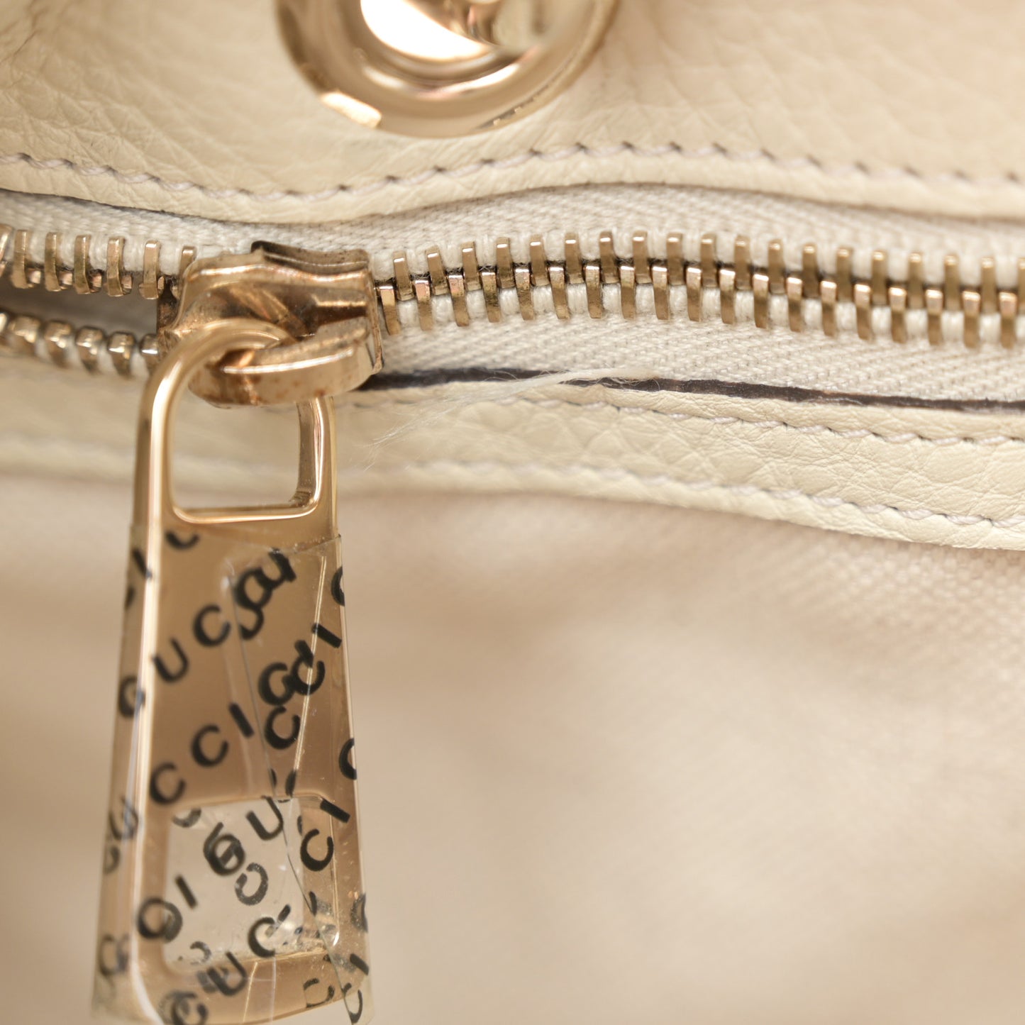Calfskin Bamboo Medium Shopper Boston Mystic White