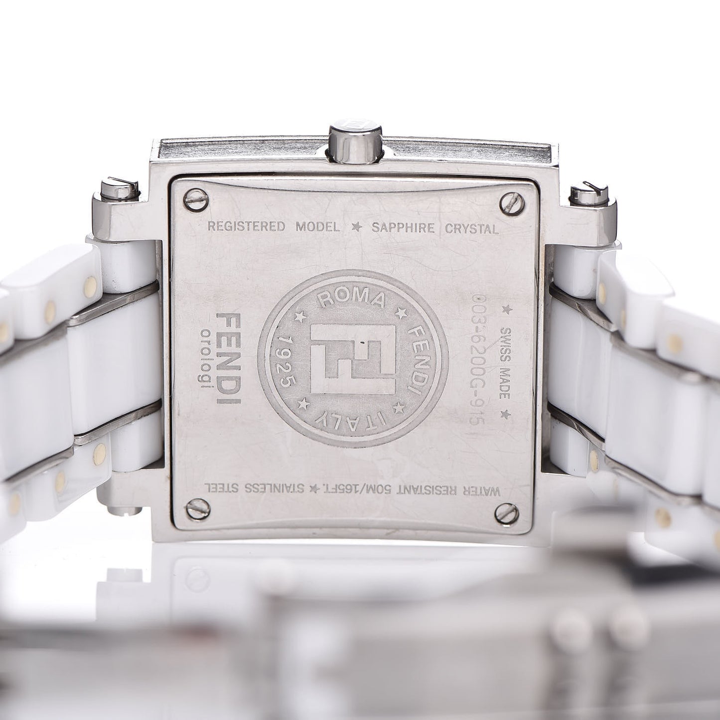 Stainless Steel Ceramic 30mm Quadro Quartz Watch White