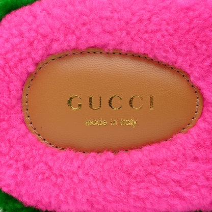 Gucci Shearling Interlocking G Womens Elea Platform Slide Wedge Sandals 38.5 Green Fluo Fuxia Fluo 7 of 10