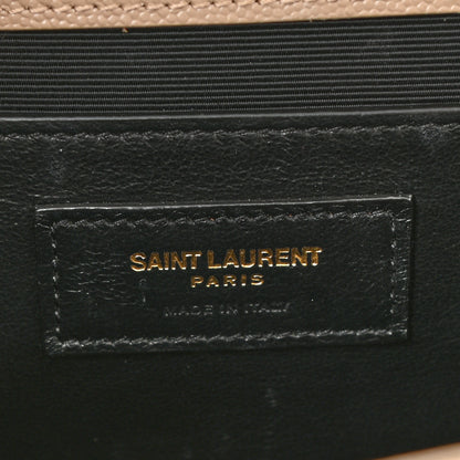 Saint Laurent Grain De Poudre Textured Mixed Matelasse Medium Triquilt Monogram Satchel Dark Beige 9 of 10