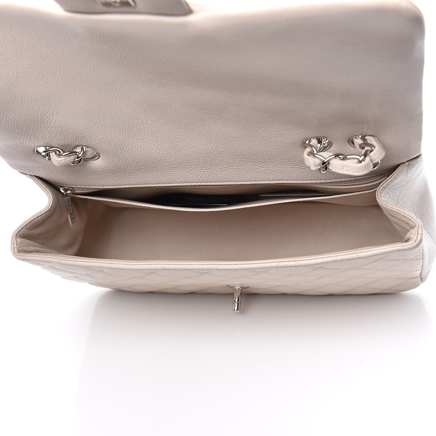 Chanel Caviar Quilted Jumbo Single Flap Ecru 5 of 15