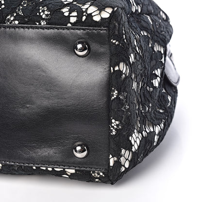 Valentino Garavani Satin Lace Satchel Black 20 of 20