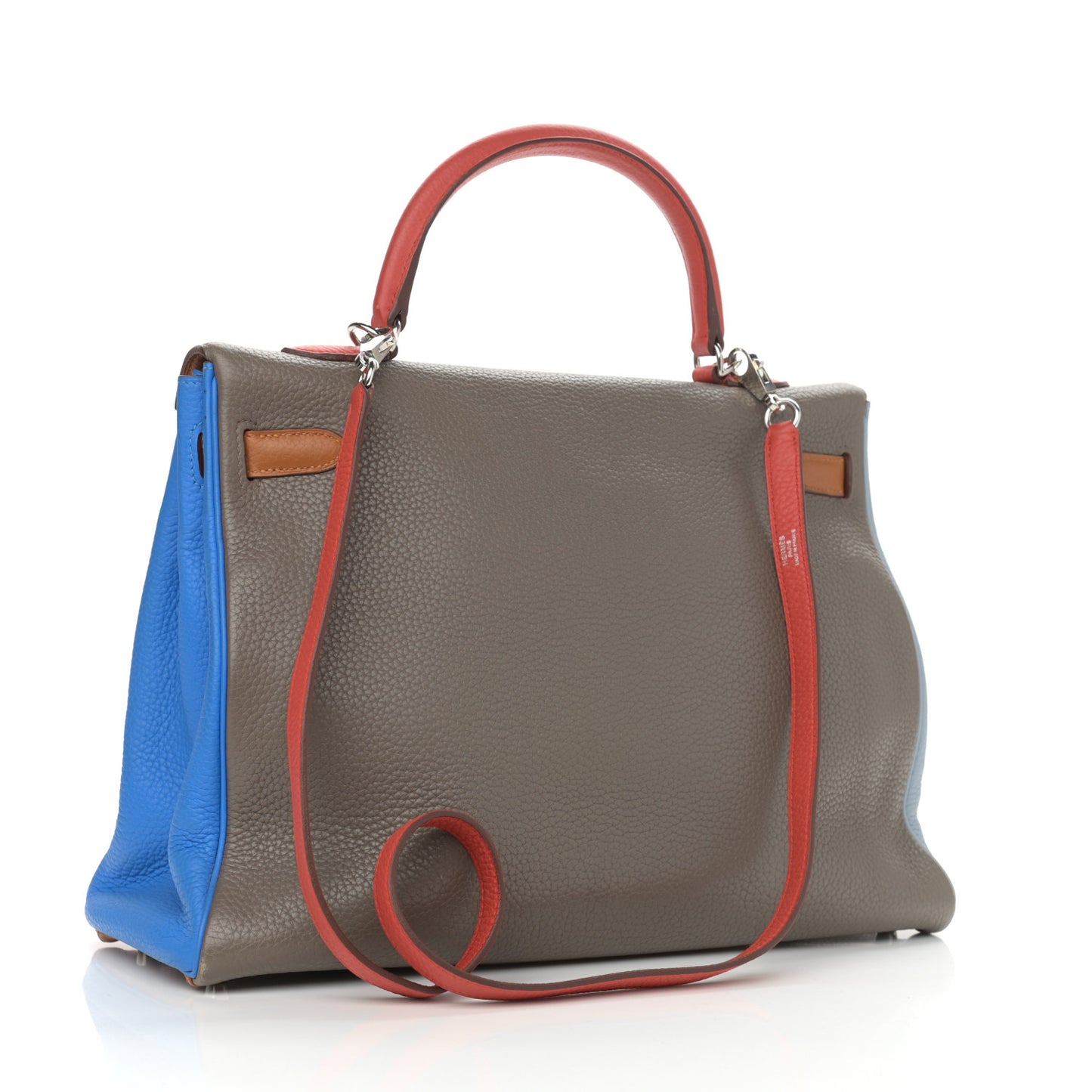 Taurillon Clemence Arlequin Kelly Retourne 35 Orange Sanguine Gold Bleu Lin Bleu Hydra Etain