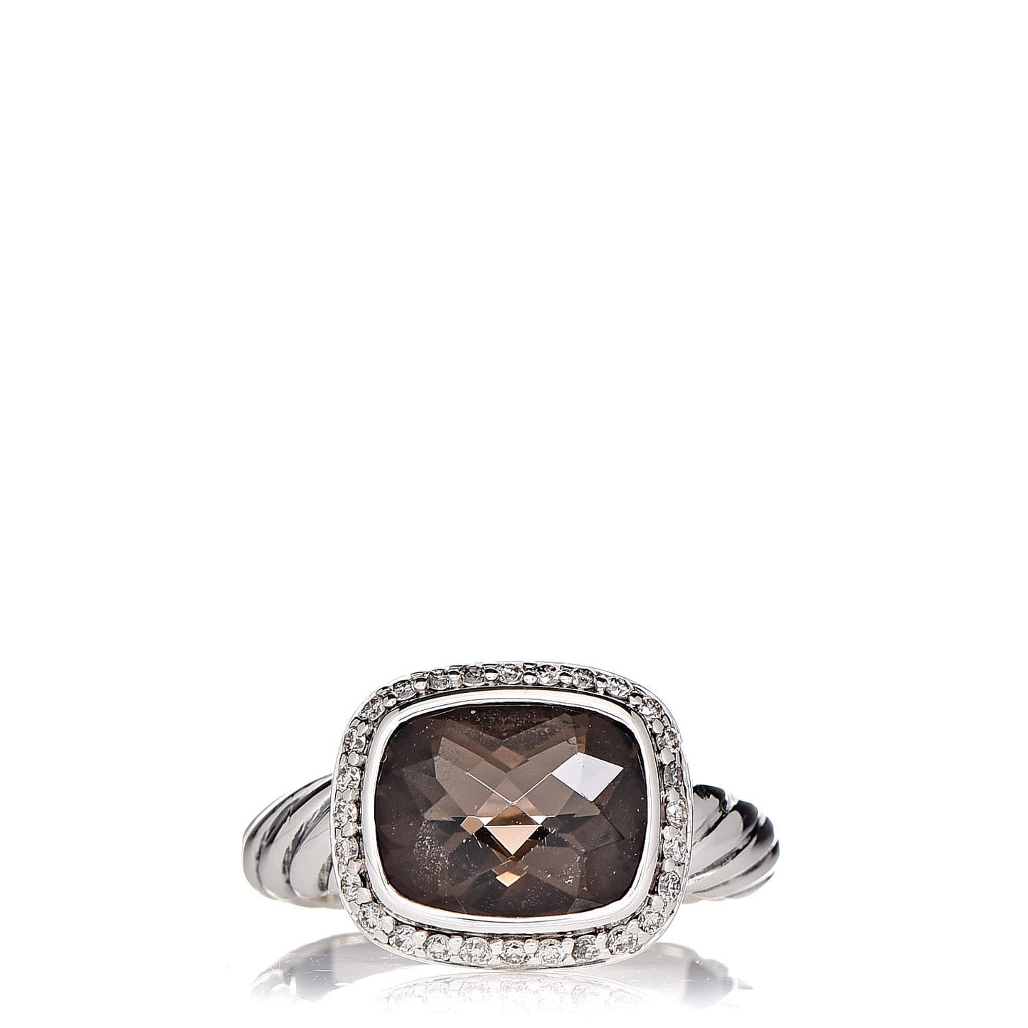 Sterling Silver Diamond Smoky Quartz 10mm Noblesse Ring 52 6