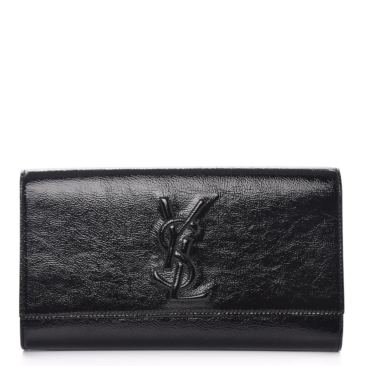 Textured Patent Monogram Large Belle De Jour Clutch Black
