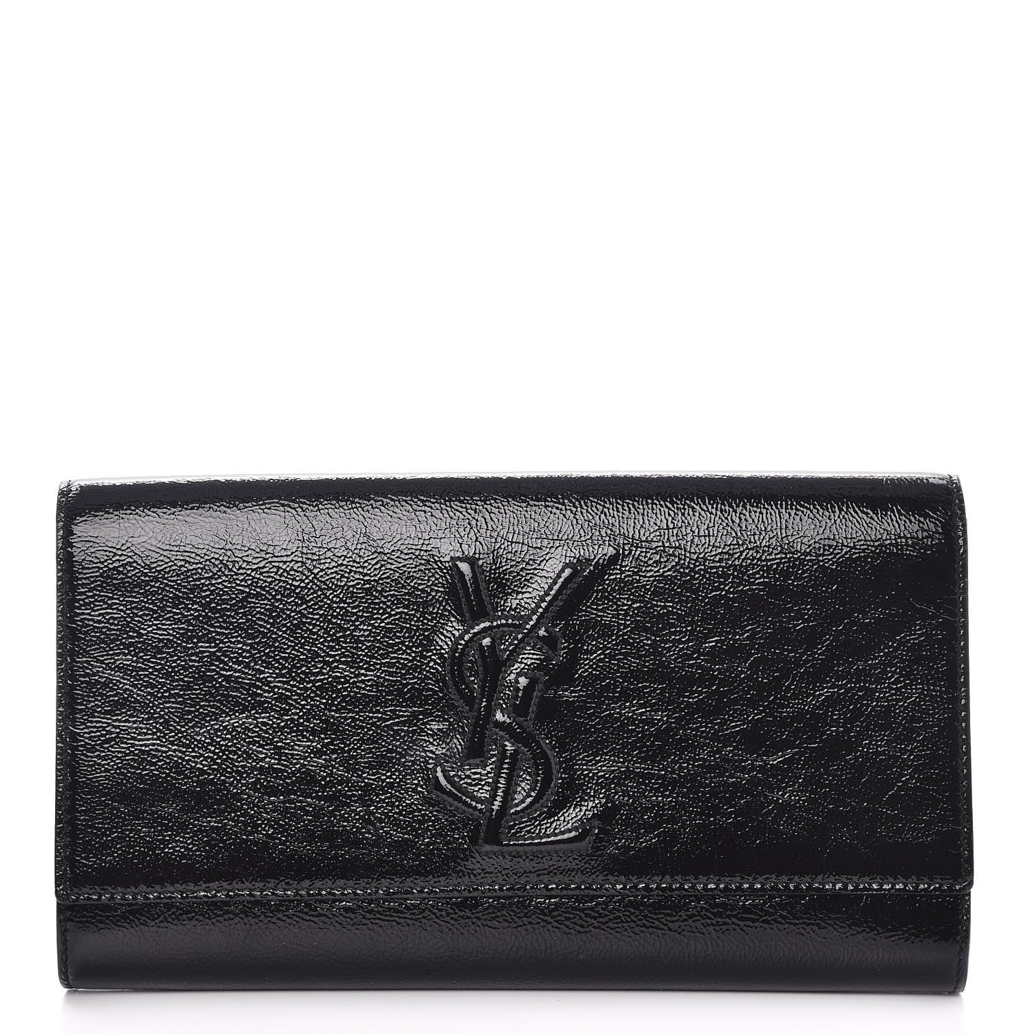 Saint Laurent Textured Patent Monogram Large Belle De Jour Clutch Black 1 of 7