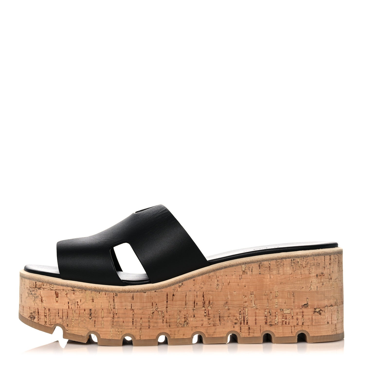 Hermes Calfskin Cork Eze 30 Sandals 39 Black 1 of 9