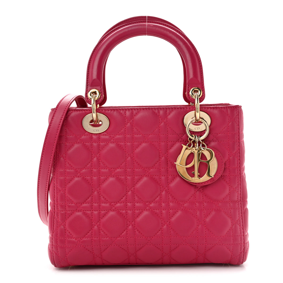 Lambskin Cannage Medium Lady Dior Fuchsia