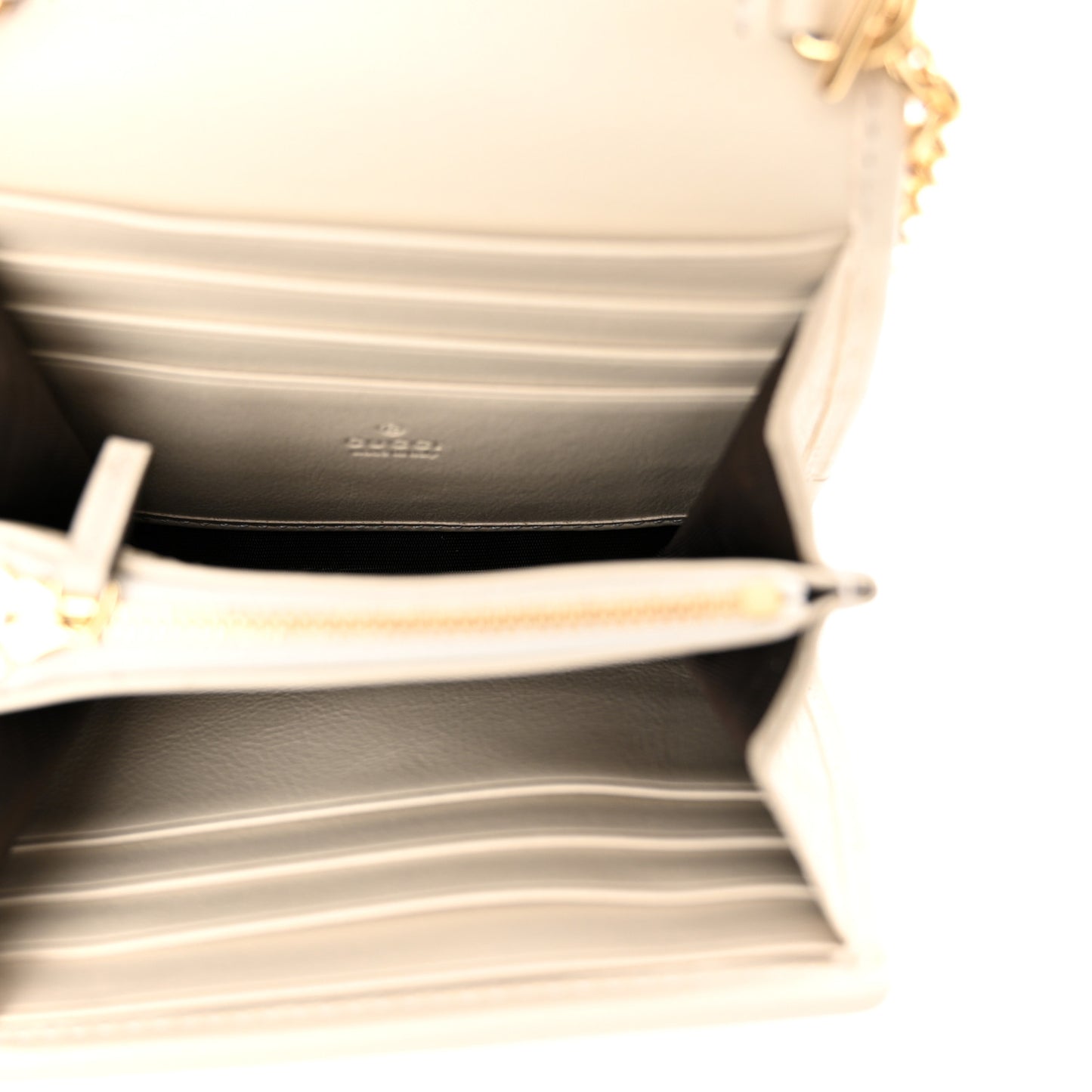 Roxy Calfskin Medium Blondie Chain Wallet Mystic White