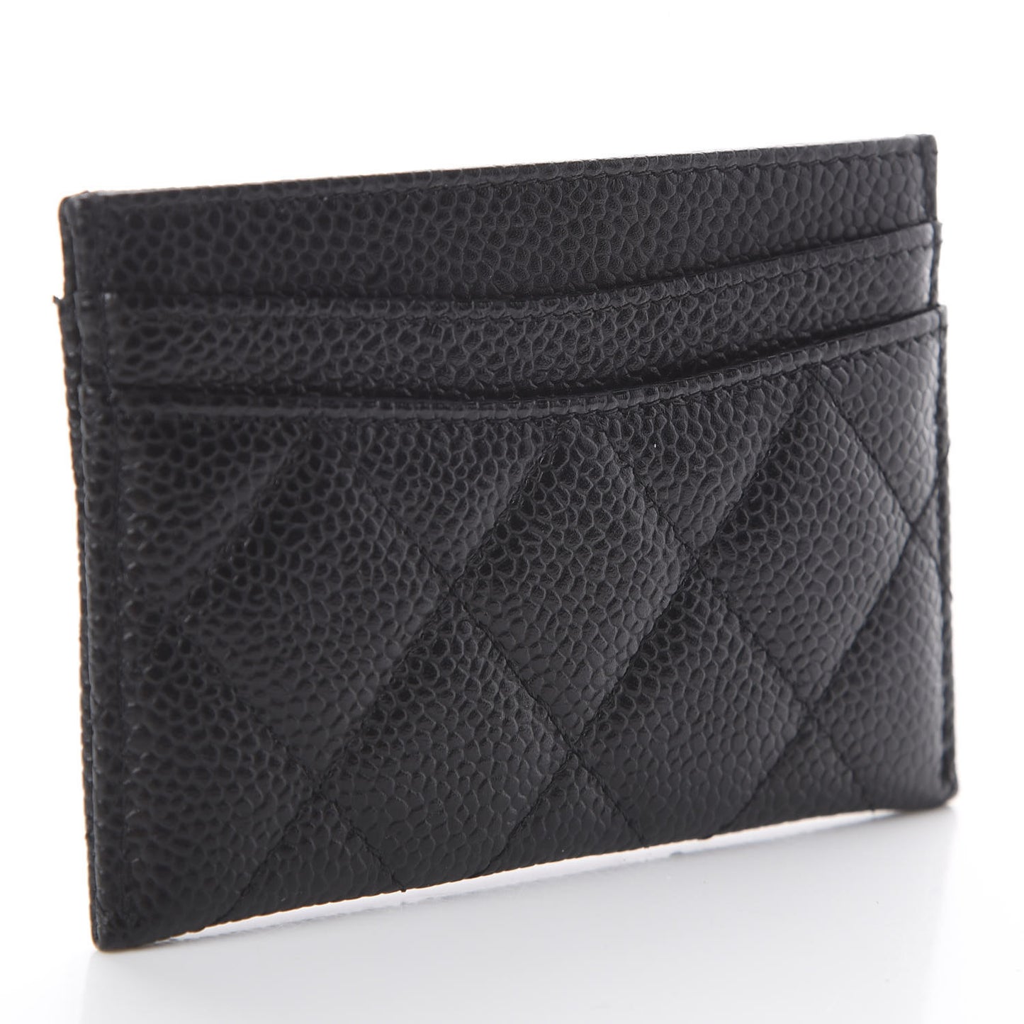 Caviar Quilted Card Holder Black