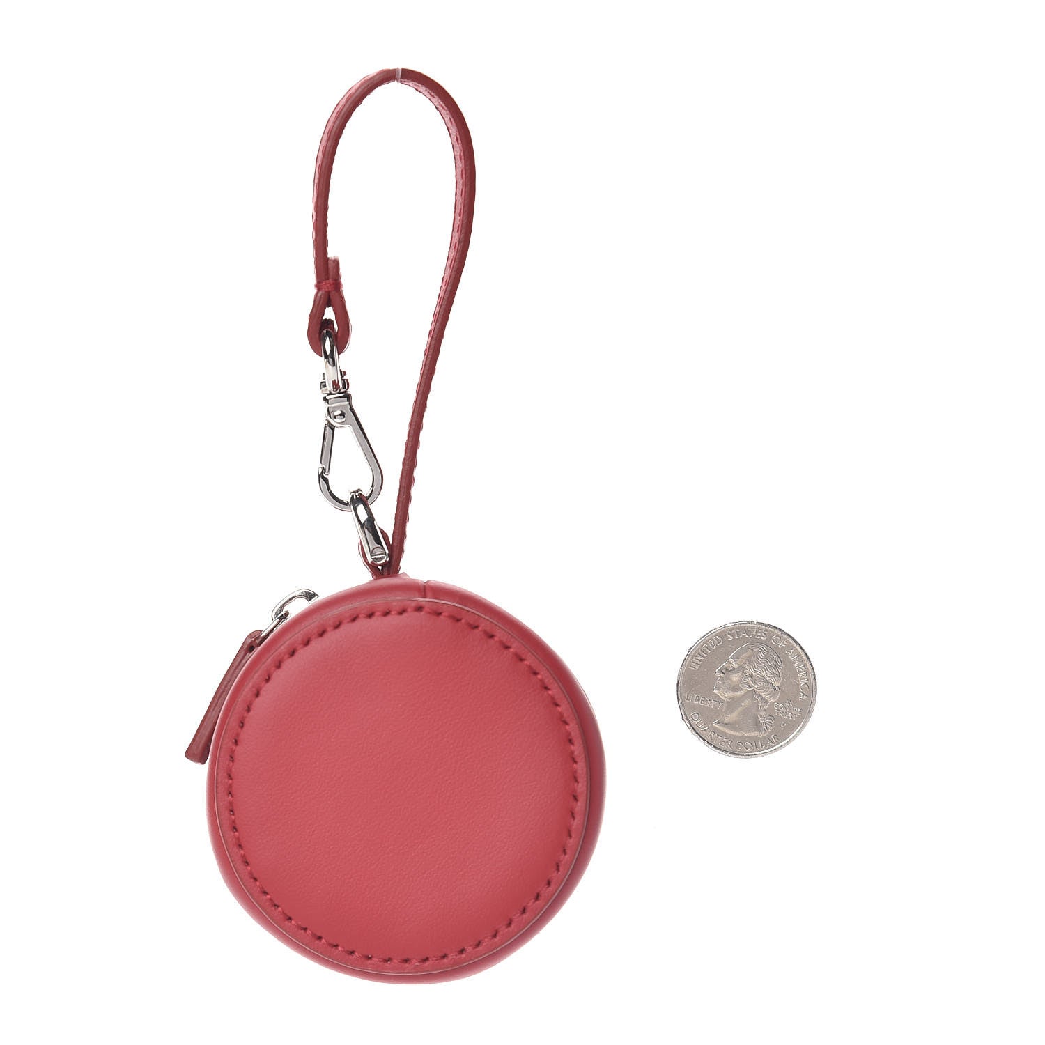 Fendi Nylon Calfskin Stamp Patch Help Bag Charm Strawberry Cream 6 of 11