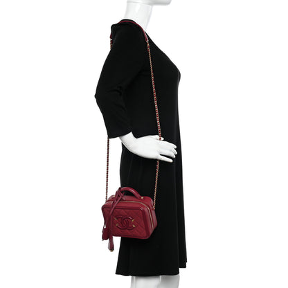 Chanel Caviar Quilted Small CC Filigree Vanity Case Burgundy 2 of 11