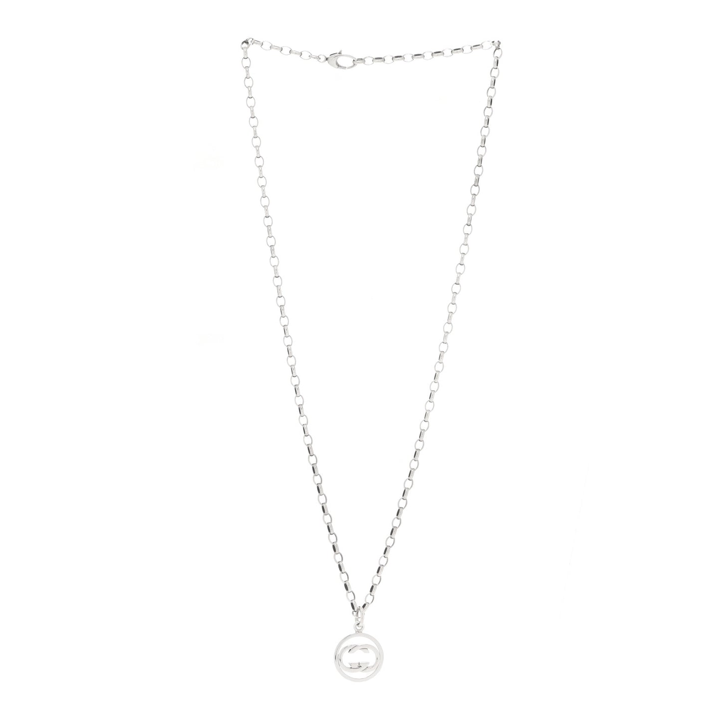 Sterling Silver Interlocking Circle GG Pendant Necklace