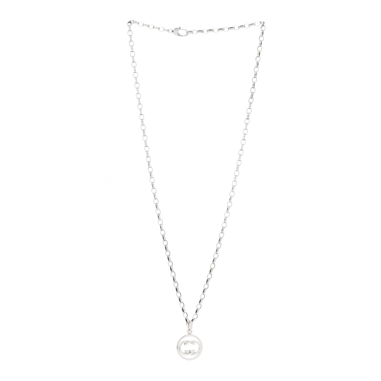 Gucci Sterling Silver Interlocking Circle GG Pendant Necklace 3 of 5