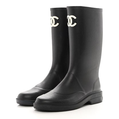 Chanel Caoutchouk CC High Boots 41 Black 3 of 12