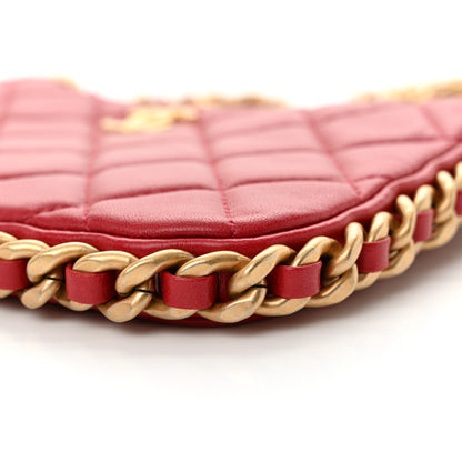 Chanel Shiny Crumpled Lambskin Quilted Trendy Chain Around Hobo Red 10 of 11