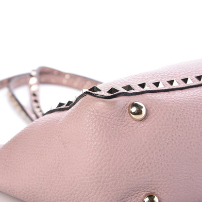 Valentino Garavani Grained Calfskin Small Rockstud Tote Water Rose 11 of 15