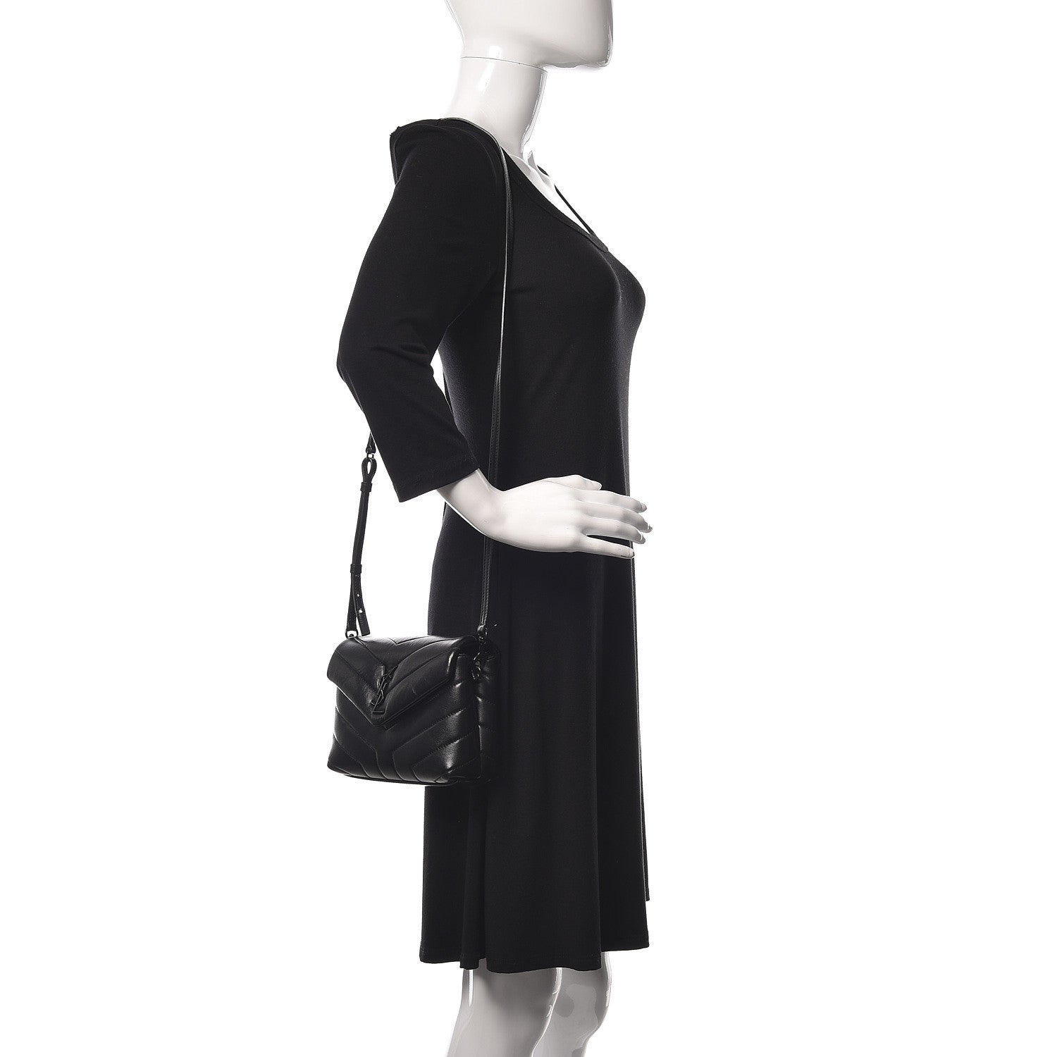 Saint Laurent Calfskin Y Quilted Monogram Toy Loulou Crossbody Bag Black 2 of 11