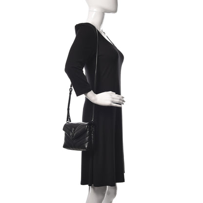 Saint Laurent Calfskin Y Quilted Monogram Toy Loulou Crossbody Bag Black 2 of 11