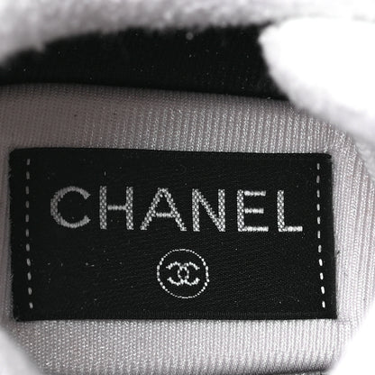 Chanel Suede Calfskin Fabric CC Sneakers 37 White 6 of 7