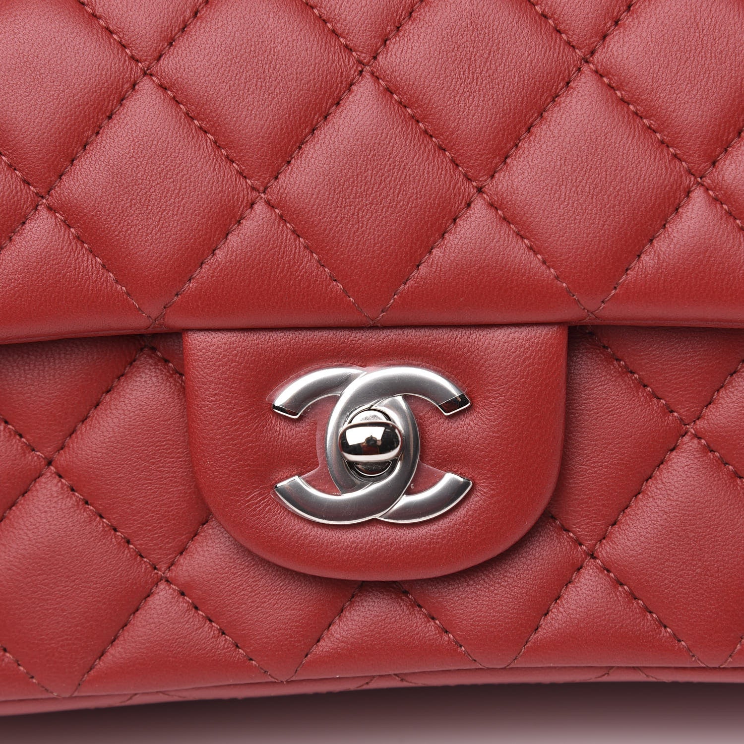 Chanel Lambskin Quilted Mini Rectangular Flap Red 10 of 12