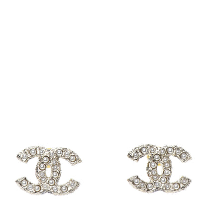 Chanel Crystal Pearl CC Earrings Gold 1 of 4