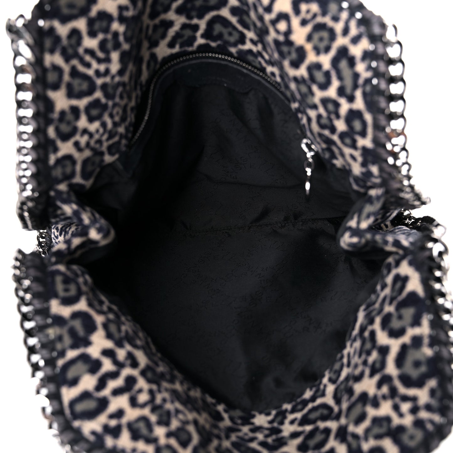 Cotton Canvas Leopard Small Falabella Fold Over Tote Grey