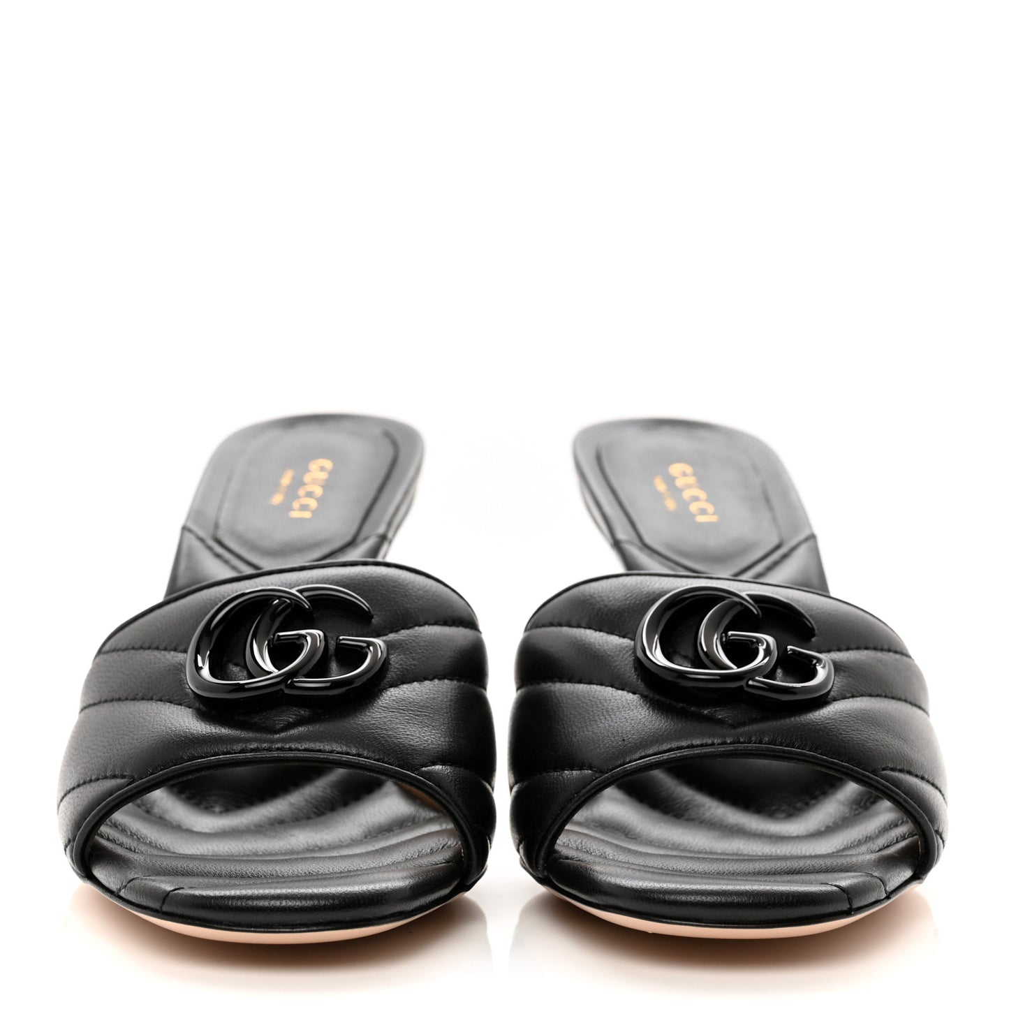 Nappa Matelasse Monochrome GG Marmont 75mm Slide Sandals 37 Black