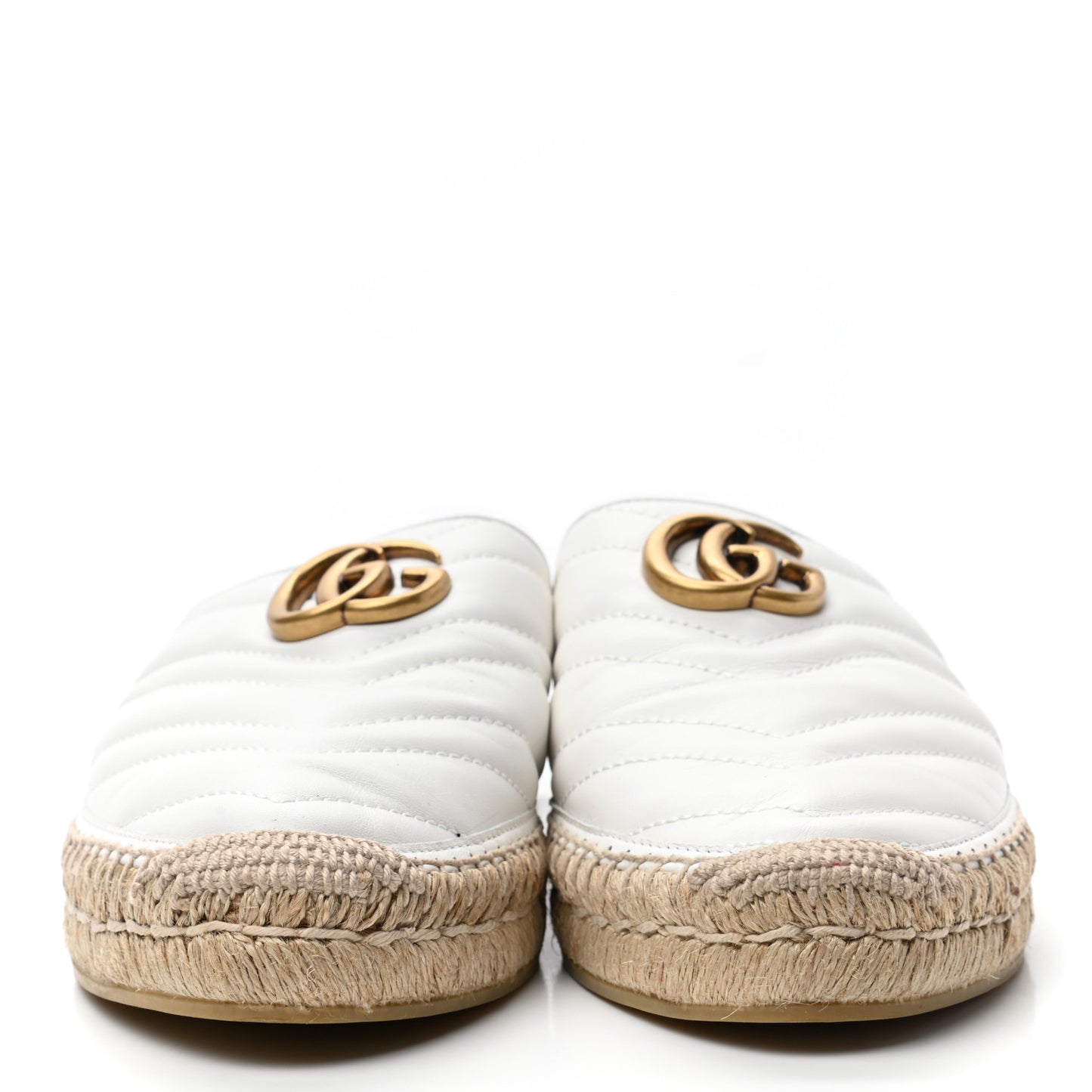 Nappa Matelasse GG Marmont Espadrille Slippers 40 Great White