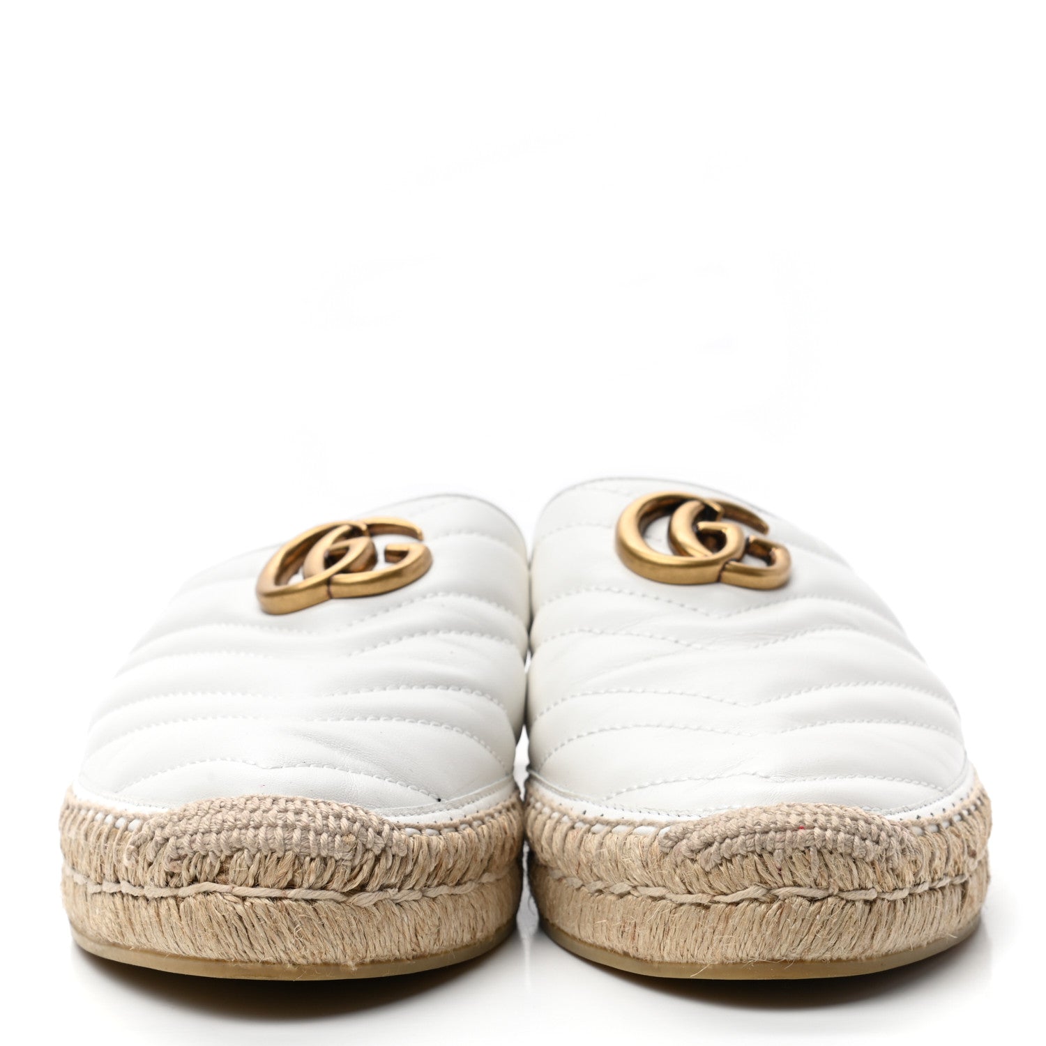 Gucci Nappa Matelasse GG Marmont Espadrille Slippers 40 Great White 2 of 10