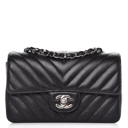 Chanel Caviar Chevron Quilted Mini Rectangular Flap Black 1 of 8