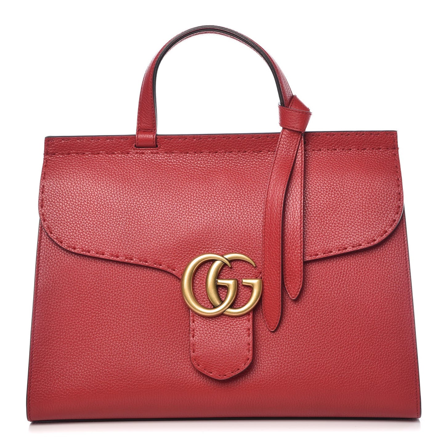 Calfskin Medium GG Marmont Top Handle Bag Vulcanic Red
