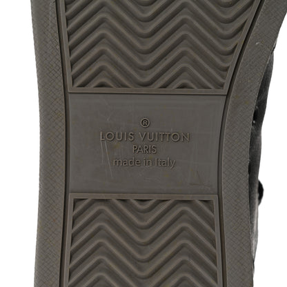 Louis Vuitton Calfskin Monogram Eclipse Mens Rivoli High Top Sneakers 12 Black Grey 8 of 8