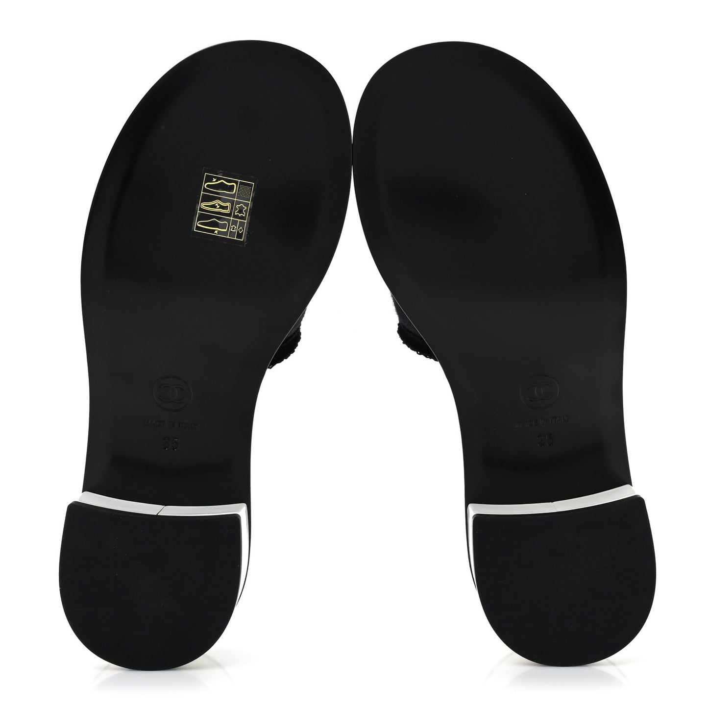 Cotton Logo Mule Sandals 35 Black White