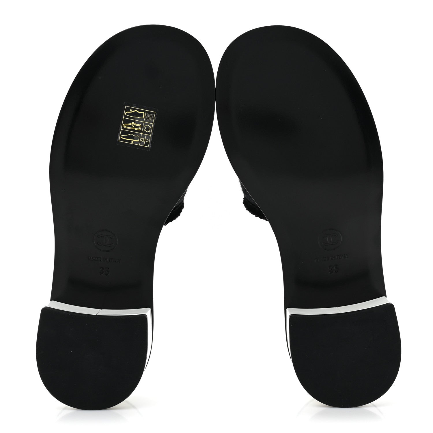 Chanel Cotton Logo Mule Sandals 35 Black White 5 of 11