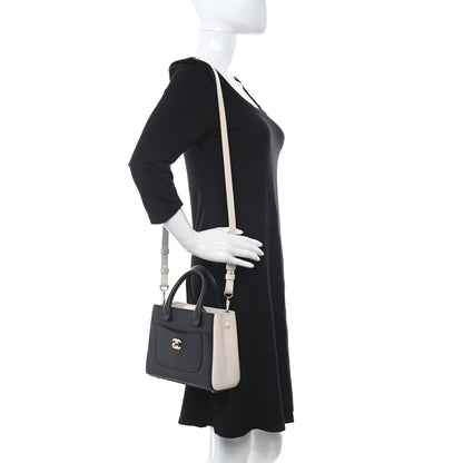 Chanel Grained Calfskin Mini Bi-Color Neo Executive Shopper Tote Black Beige 2 of 9