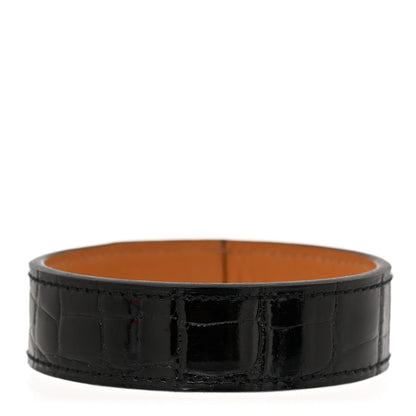 Hermes Matte Alligator Narrow Jack Bracelet M Black 1 of 6