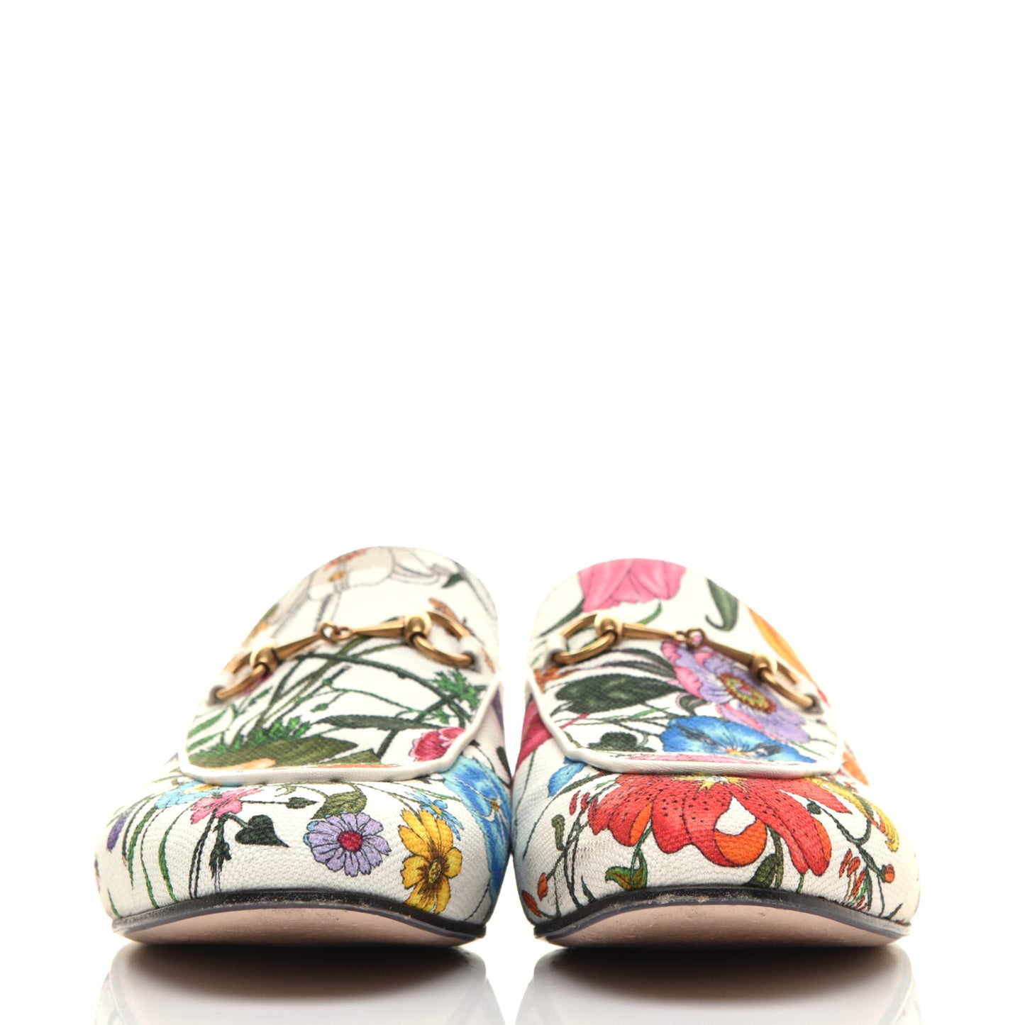 Canvas Flora Womens Princetown Slippers 40.5 White Multicolor