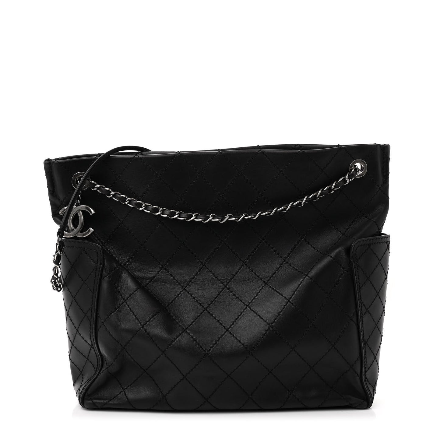 Calfskin CC Pocket Hobo Black
