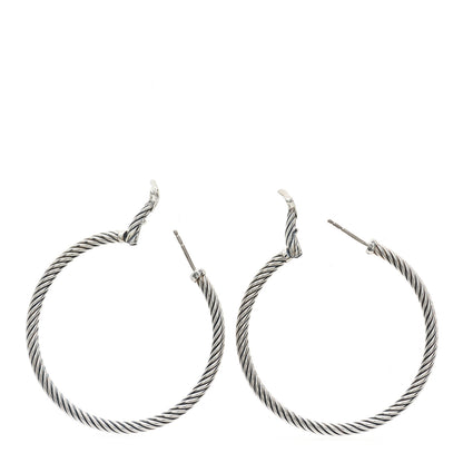 David Yurman Sterling Silver Medium Cable Classics Hoop Earrings 3 of 5
