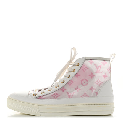 Louis Vuitton Technical Fabric Calfskin Monogram Printed Stellar Sneaker Boots 40 Pink 1 of 9