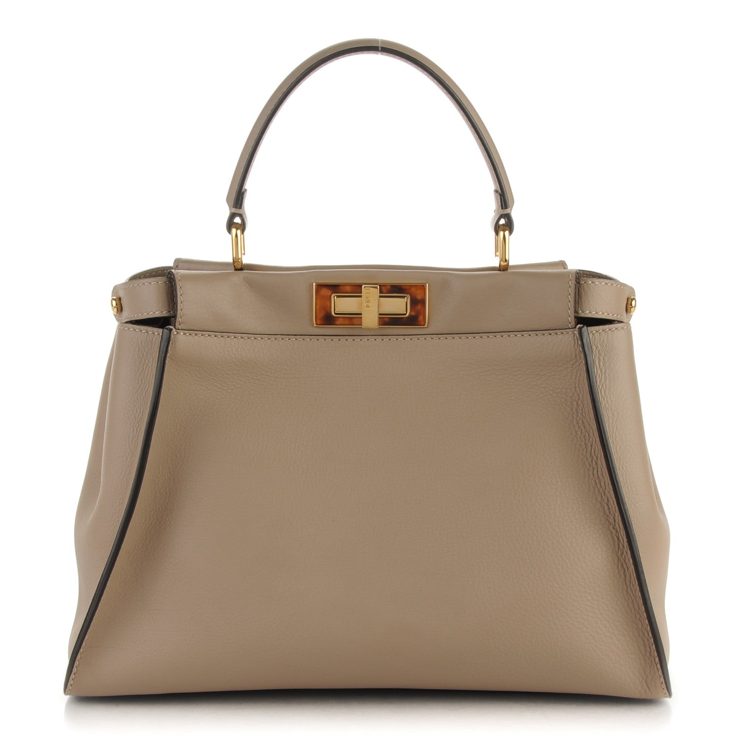 Fendi Vitello Seta Plexiglass Tortoise Medium Peekaboo Iconic Satchel Tortora 3 of 9