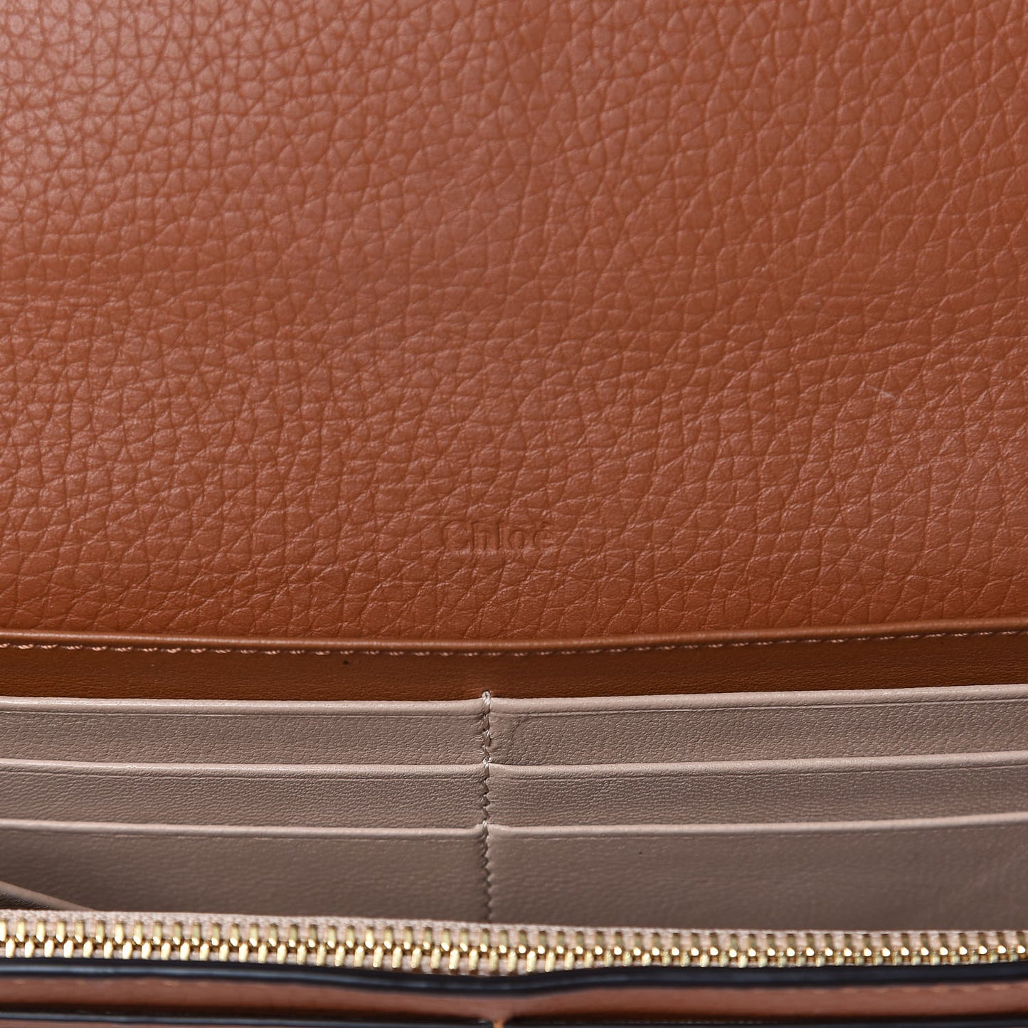 Calfskin Alphabet Long Wallet Brown