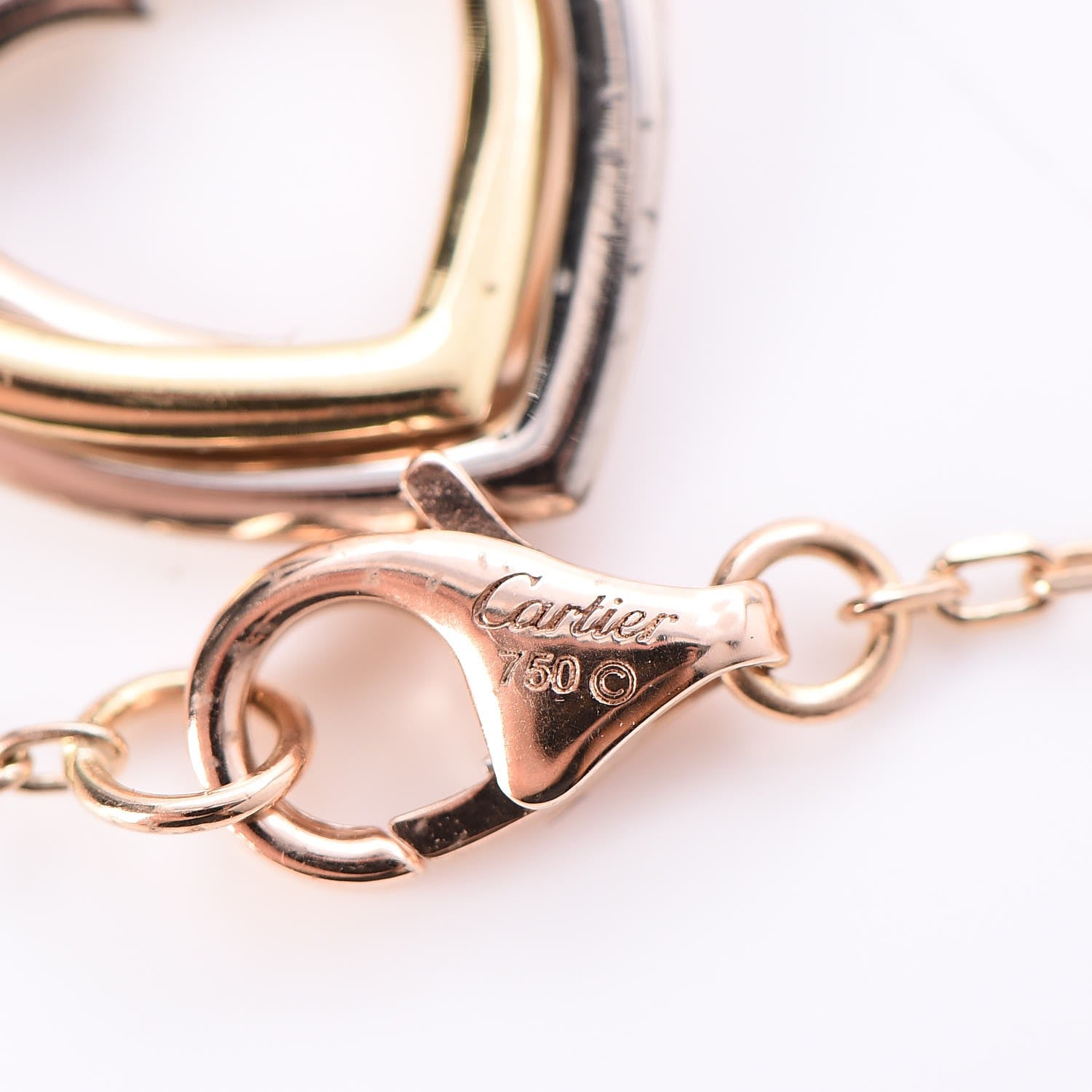 Cartier 18K Pink Yellow White Gold Trinity Heart Necklace 7 of 9